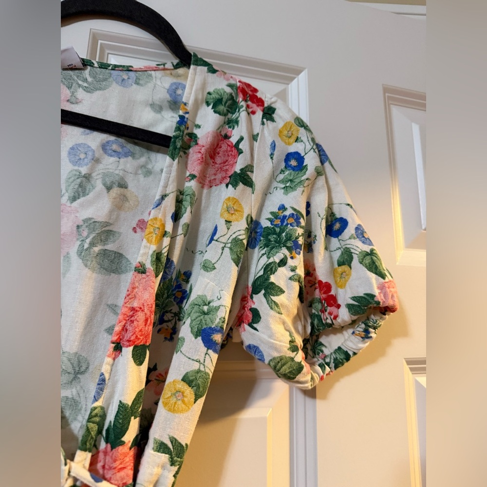 Old Navy Floral Puff Sleeve Mini Wrap Sundress - Picture 4 of 8